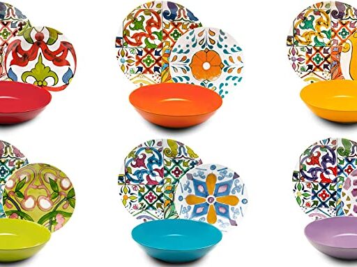 Excelsa Lisbona Vajilla de 18 piezas, porcelana y cerámica, multicolor