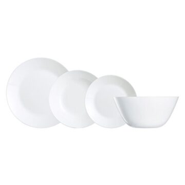 Arcopal Zelie Set 12 Platos Postre, Vajilla Vidrio Opal Extra Resistente, Blanco, 19 piezas, Unidades