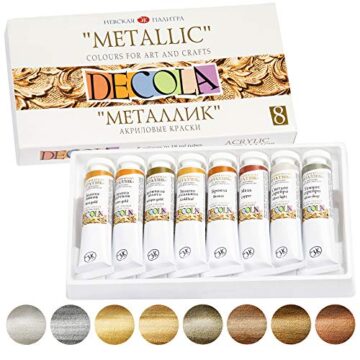 Decola Juego Pinturas Acrílicas Metalizadas 8 X 18-ml | Pinta Y Decora Sobre Todas Superficies | Hechos En Rusia Por Neva Palette