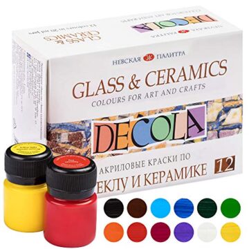 Decola Set Pinturas Acrilicas manualidades | 12x20ml Pintura Para Ceramica Y Vidrio | Alta Cobertura También Sobre Superficies Obscuras | Hechas Por Neva Palette