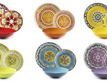 Excelsa Etno Chic – Vajilla de porcelana, multicolor, 18 unidades