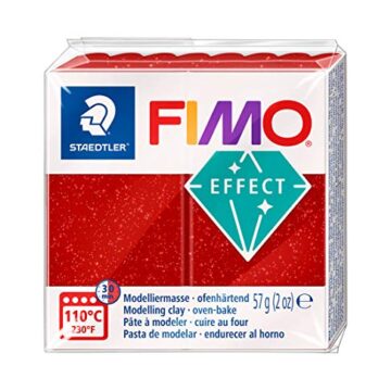 Fimo 8020-202 – Pasta de modelar, color rojo purpurina