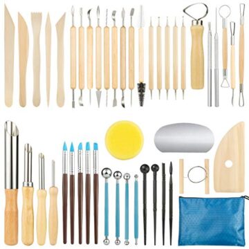 GuKKK Herramientas de Arcilla, 46 Piezas Herramientas de Modelado de Arcilla Set, Herramientas de Punteo, Ball Stylus Dotting Tools, Herramientas de Sangría de Cerámica, para DIY Arte Cerámica