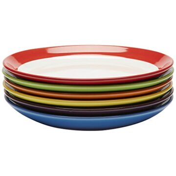 Juego de platos de ceramica de colores – Vajillas de colores – Set de platos – Vajilla platos colores – Set platos llanos 6 piezas – 28cm