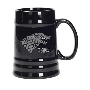 Juego de Tronos – Jarra de cerámica diseño Stark, color negro (SD Toys SDTHBO02897)- Stark Jarra Cerámica Game Of Thrones, Color, 10 X 12 X 14 cm (SDTHBO02897)