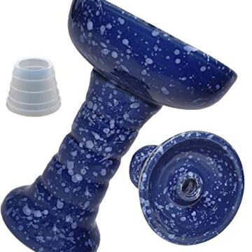 KAISER – Cazoleta BLUE TORNADO de cerámica artesanal cachimba shisha – Tipo Phunnel, Compatible con todos los gestores de calor, Barro Blanco, Color Azul (JUNTA DE REGALO)