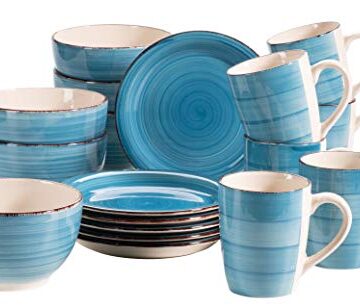 MÄSER 931601 Bel Tempo II – Vajilla para 6 personas (cerámica, pintada a mano, 18 piezas), color azul oscuro