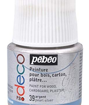 Pébéo 285039 39 Pearl Silver – Pintura acrílica (Mate, 45 ml), Color Plata Perla