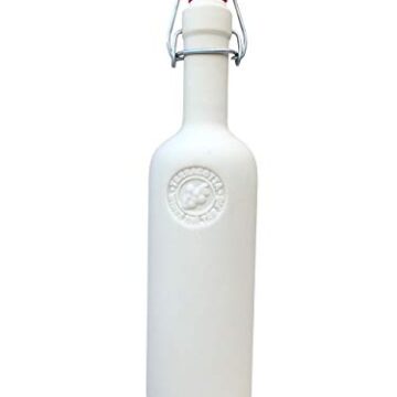 Terracotta – Botella de Barro Blanca para Agua, Botella Botijo para almacenar Agua de 750ml con Tapón Silicona. Botella de Barro con propiedades Naturales