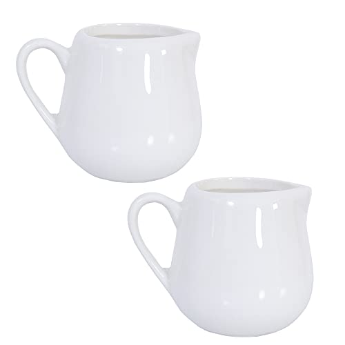 2 Pcs 50 ml/150 ml jarra de leche de cerámica color blanco cocina verter café crema taza de salsa con mango por +ing, Blanco, small