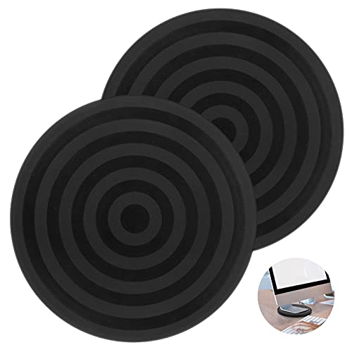 2Pcs Plataforma Giratoria Redonda,Plataforma Giratoria 360 Grado, Base Giratoria de Plataforma Plástica,Base Giratoria Manualidades para Monitor Esculturas de Cerámica Vino Tinto Snacks(Negra)