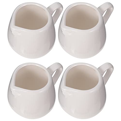 Angoily 4 Unidades de Cerámica Crema Porcelana Café Leche Jarra Jarra Jarra Jarra con Mango para El Hogar Y La Cocina 50Ml