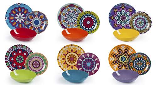 Excelsa Mandala Etno Vajilla 18 piezas, porcelana, multicolor