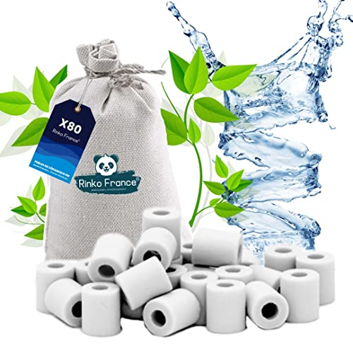 Rinko france |80 perlas de cerámica que mejoran la calidad del agua – reducen los depósitos calcánicos – Perfecto para jarra, botella, cafetera, vela, purificador natural de agua