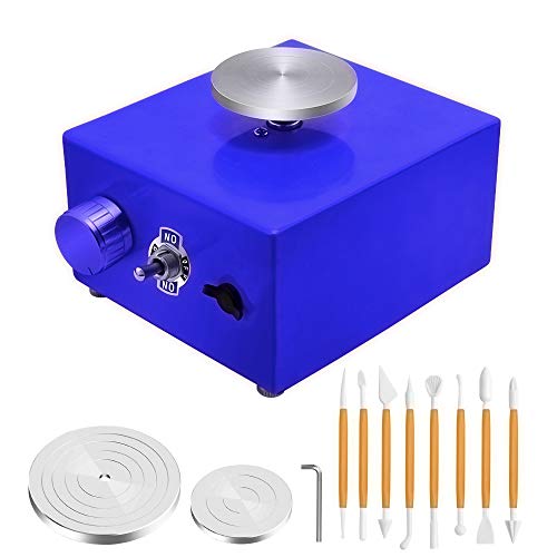 TTLIFE Mini rueda de alfarería, máquina de alfarería eléctrica 2000 RPM máquina para hacer cerámica, carga 0,5 kg herramienta de arcilla DIY con plato giratorio de 6,5 cm