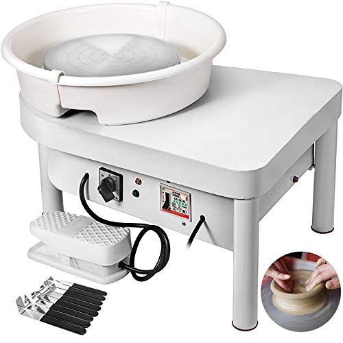 VEVOR Máquina de Cerámica 25 cm, Rueda de Cerámica Eléctrica de 280 W con Pedal y Herramienta de Lavabo Desmontable, Máquina de Dibujo de Cerámica para Bricolaje Enseñanza Escolar